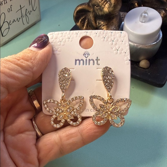Mint Jewelry - Mint Sparkling Gold and Silver Butterfly Earrings